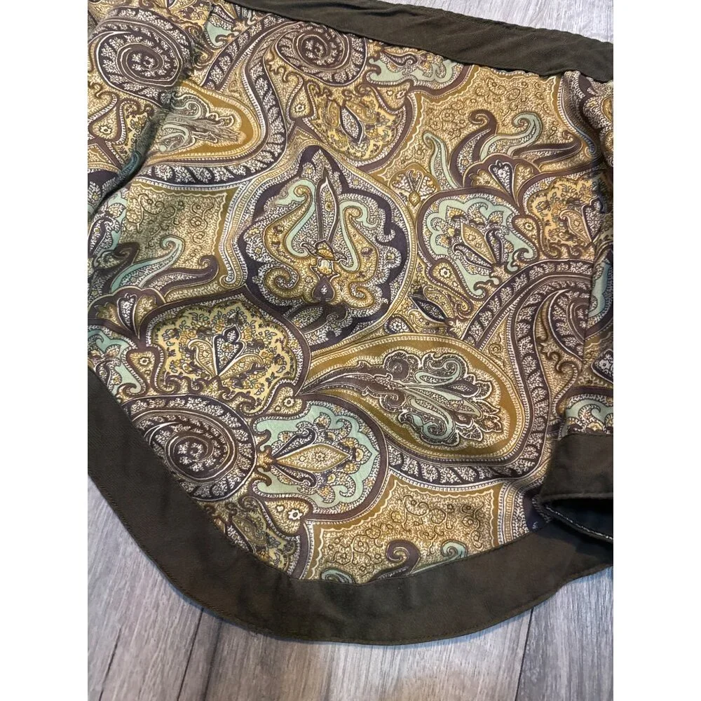 Vintage Waverly Paisley Pattern Scallop Lined Gathered Valance Curtain Tan & Bro
